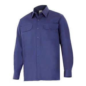 CAMISA M/COMP ABERT/BOTÕES 2BOLSOS AZUL ESC 533